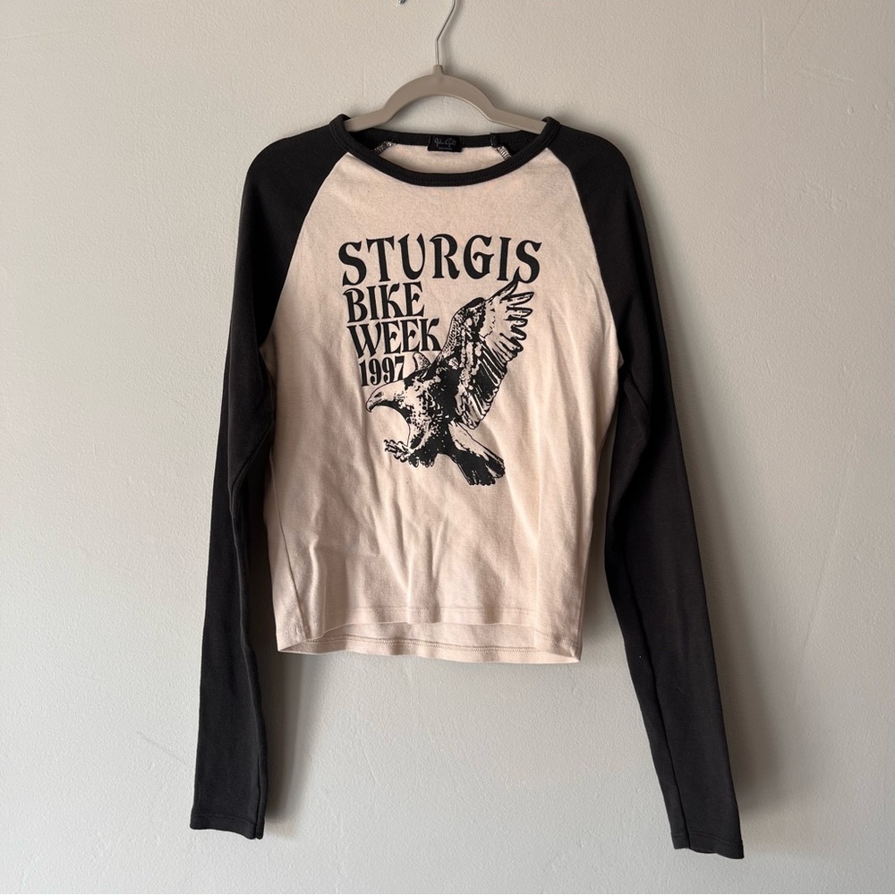 Brandy Melville cream with black long sleeves